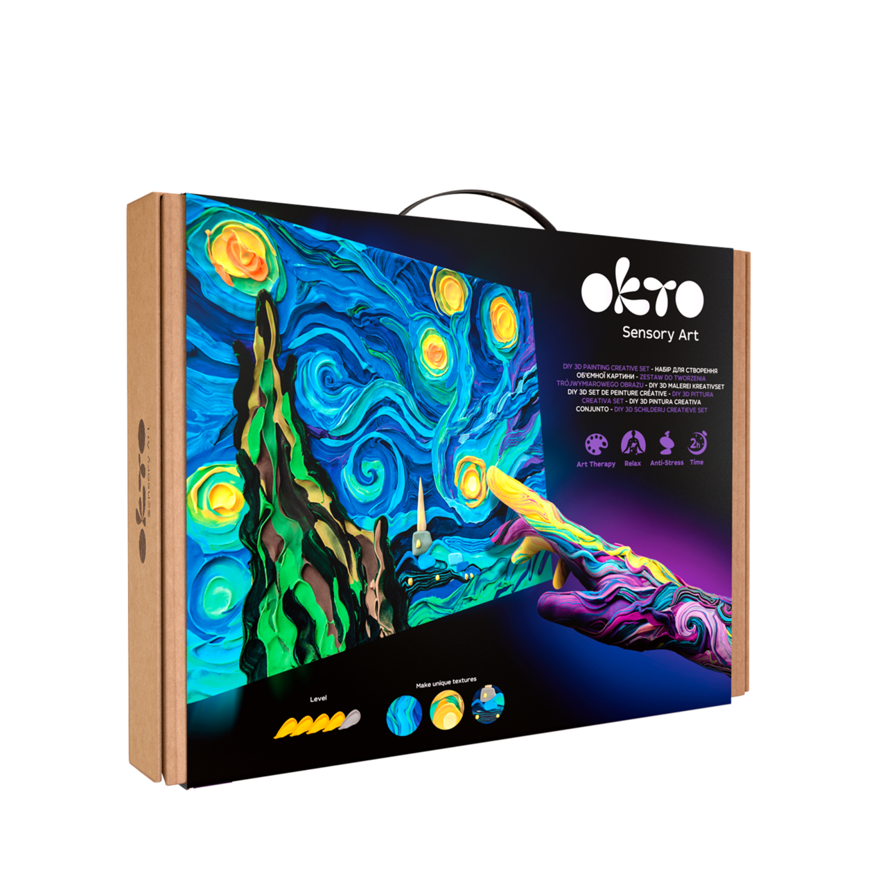 OKTO Sensory Art 3D Painting “Starry Night” – 11.8” x 15.7” Canvas Kit
